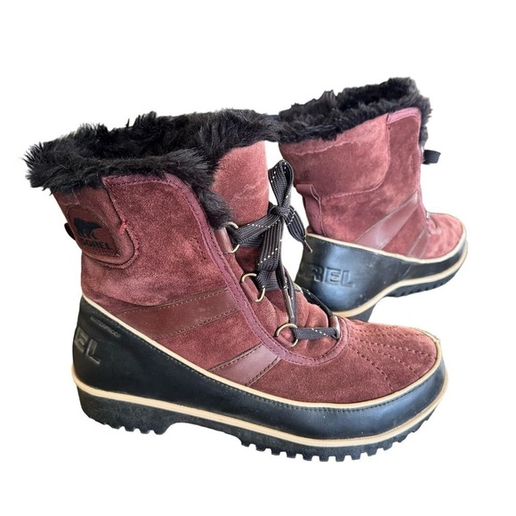 Sorel Tivoli II Waterproof Suede Short Snow Boots Burgundy Size 8.5 main image 6